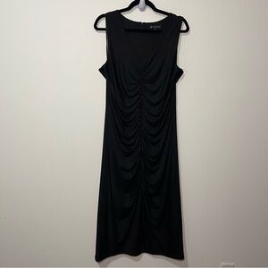 INC International Concepts women Black Ruched Midi sleeveless Dress Size XXL